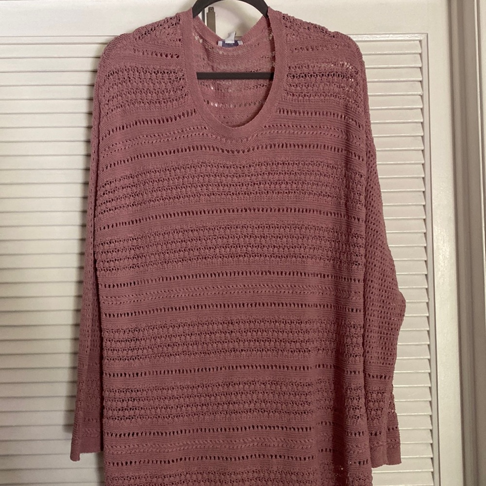 A Size XL Unworn With Tags J Jill Dark Mauve Crochet Sweater